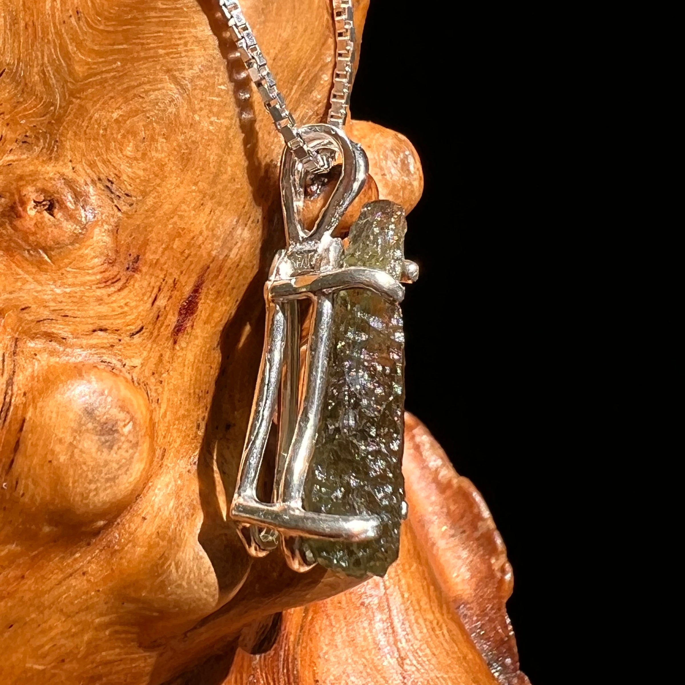 Raw Moldavite Pendant Sterling Silver #8627-Moldavite Life