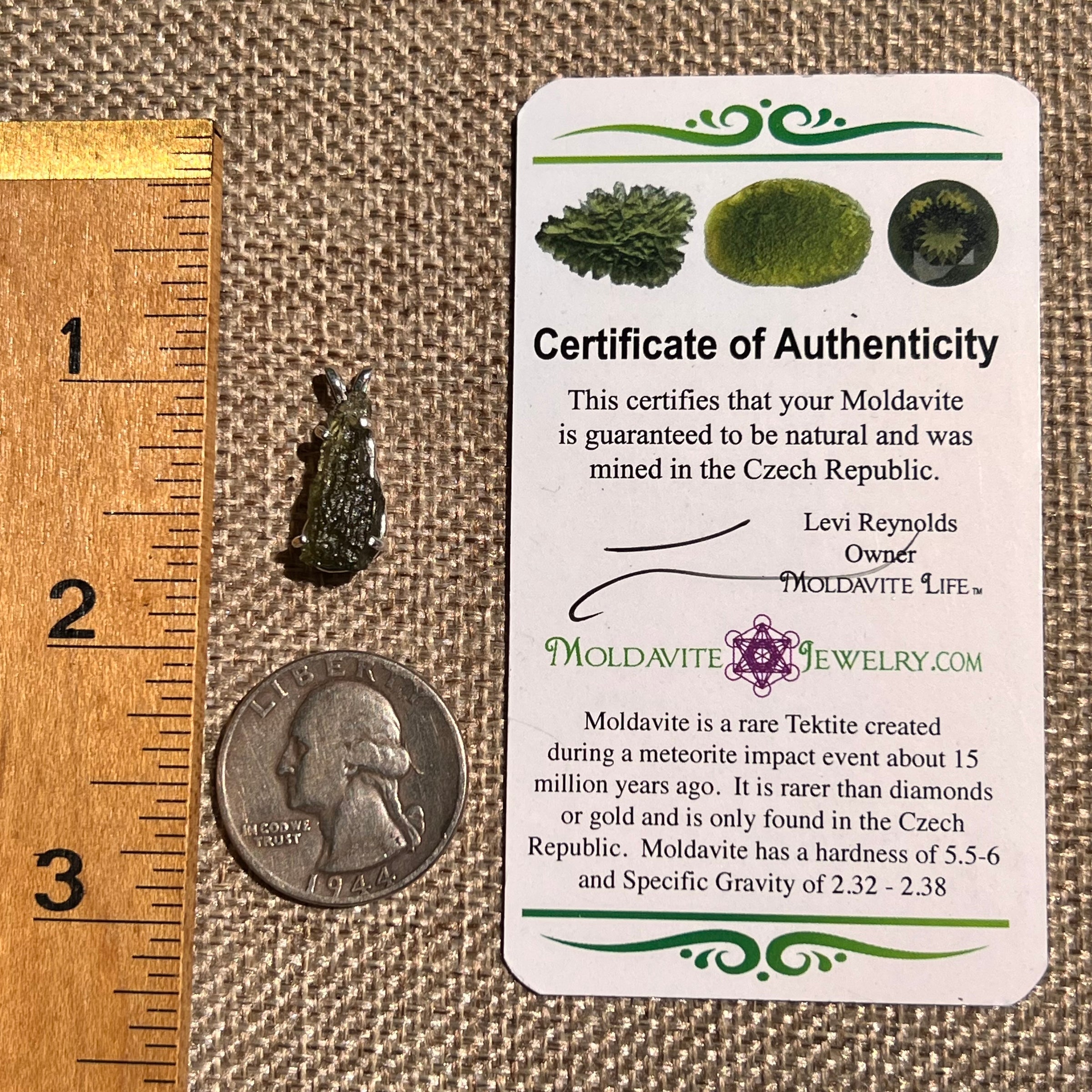 Raw Moldavite Pendant Sterling Silver #8627-Moldavite Life