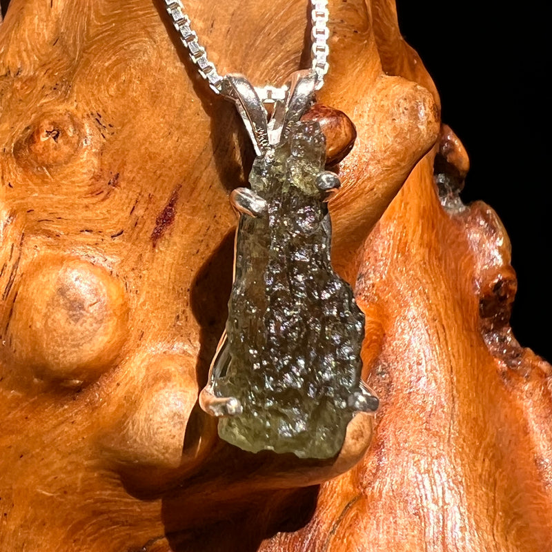 Raw Moldavite Pendant Sterling Silver #8627-Moldavite Life