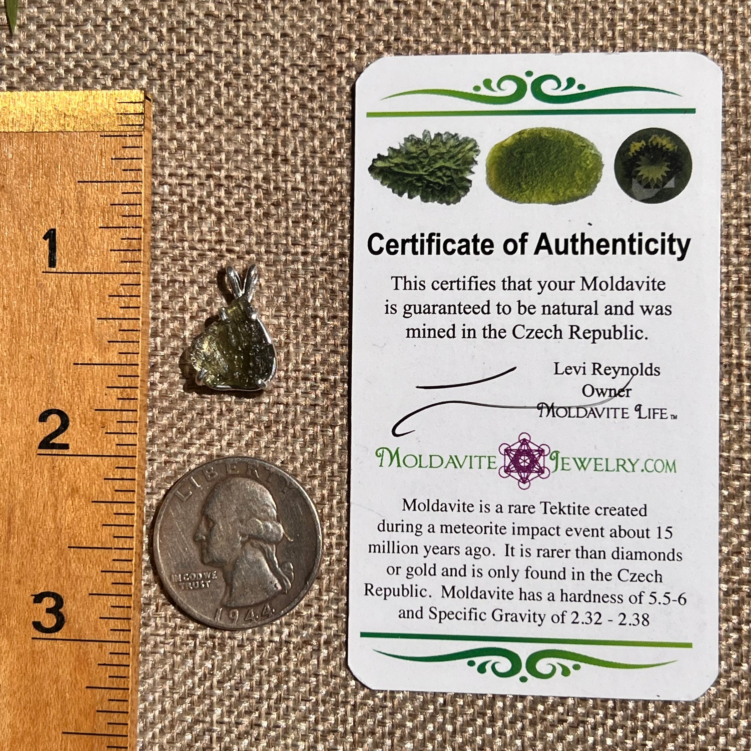 Raw Moldavite Pendant Sterling Silver #8628-Moldavite Life