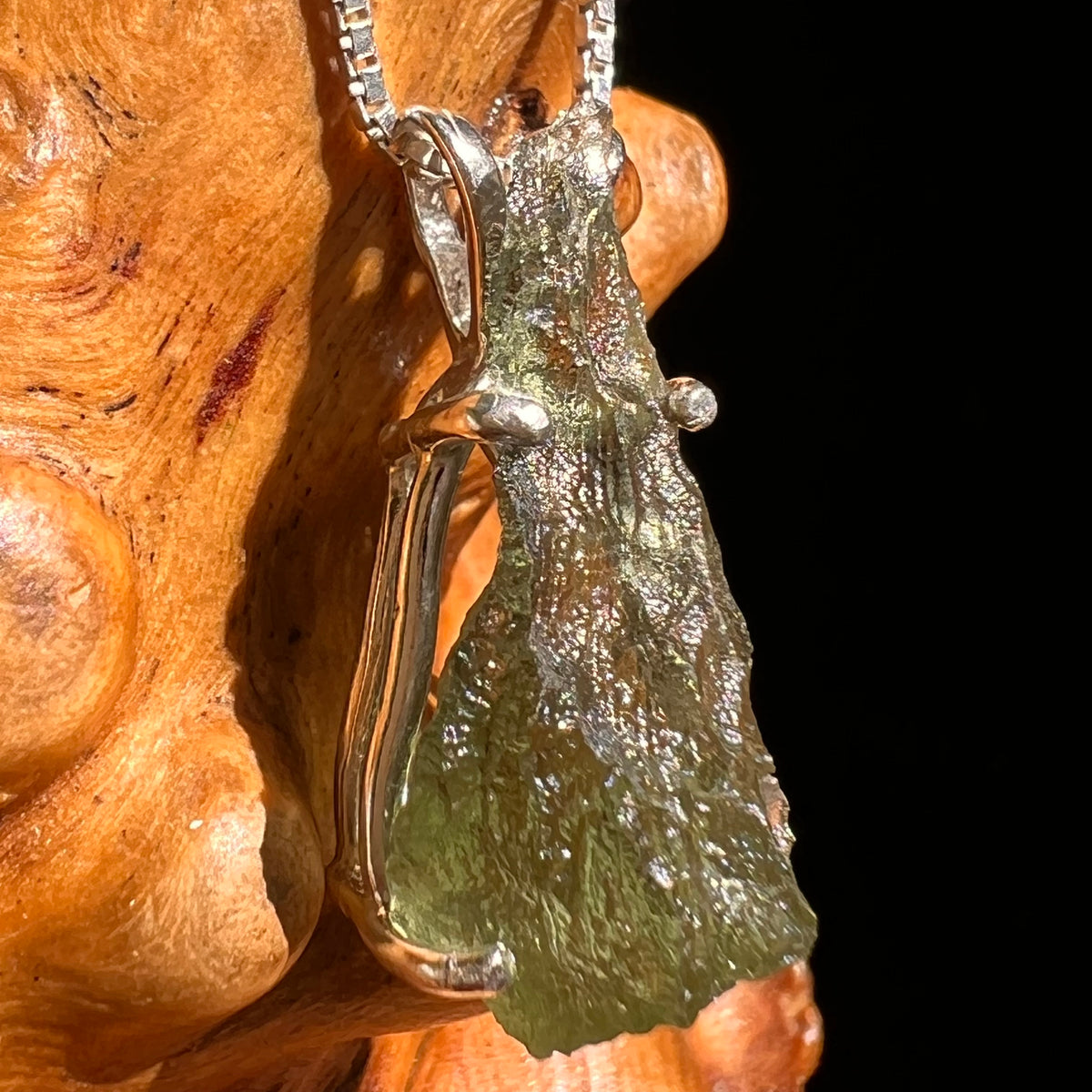 Raw Moldavite Pendant Sterling Silver #8629-Moldavite Life