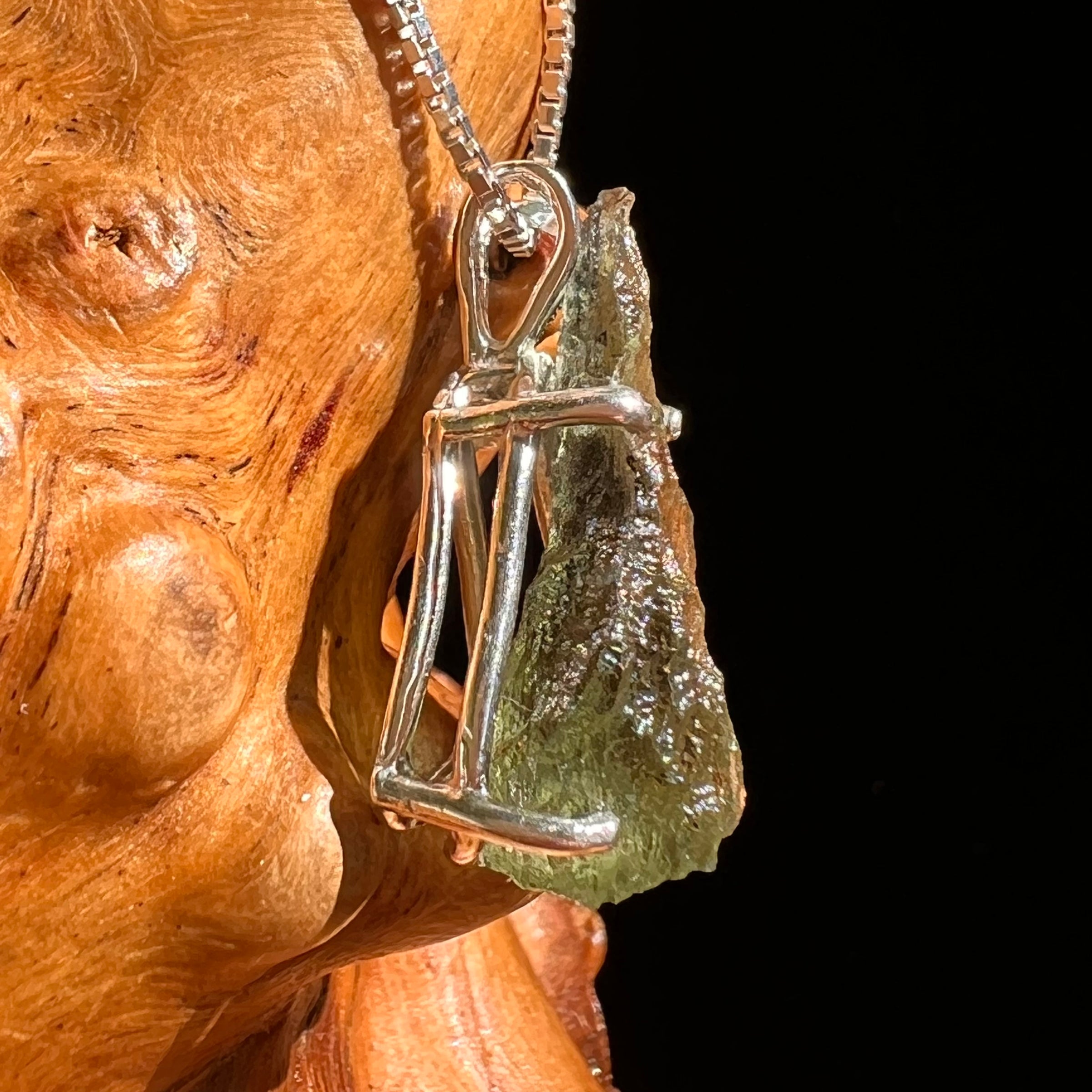 Raw Moldavite Pendant Sterling Silver #8629-Moldavite Life