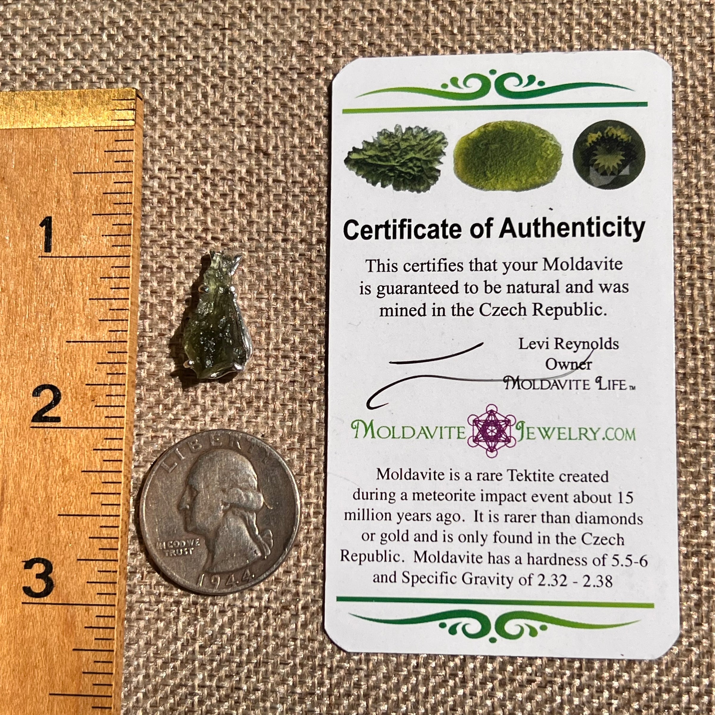Raw Moldavite Pendant Sterling Silver #8629-Moldavite Life