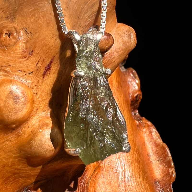 Raw Moldavite Pendant Sterling Silver #8629-Moldavite Life