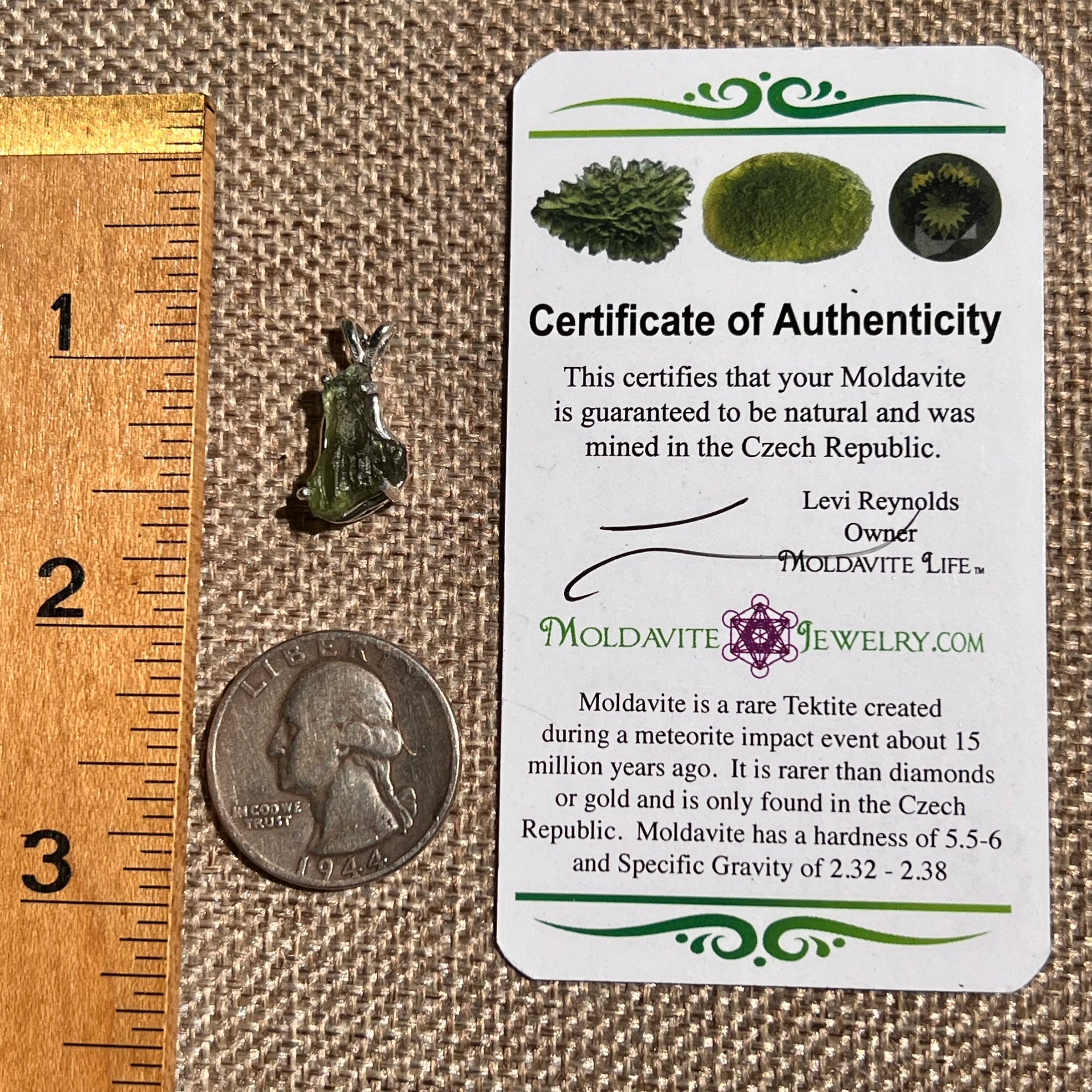 Raw Moldavite Pendant Sterling Silver #8630-Moldavite Life
