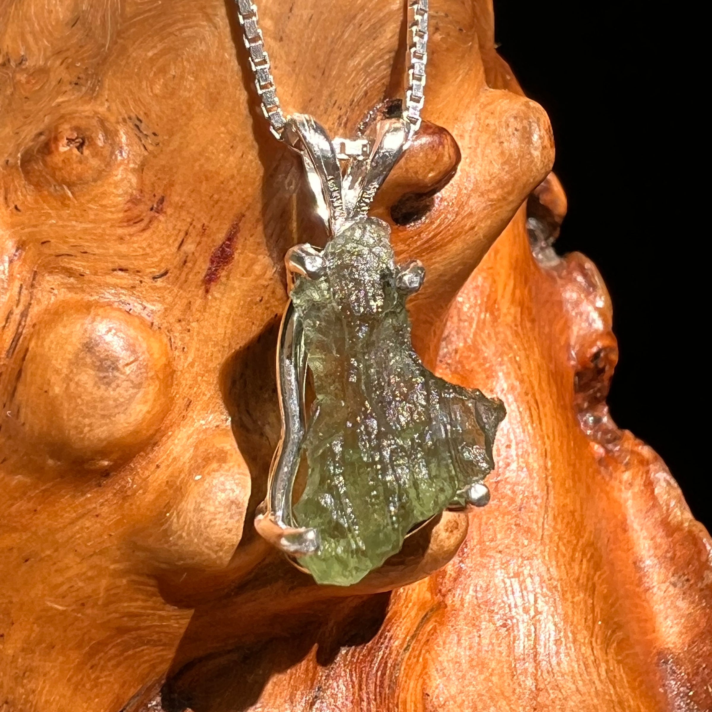 Raw Moldavite Pendant Sterling Silver #8630-Moldavite Life
