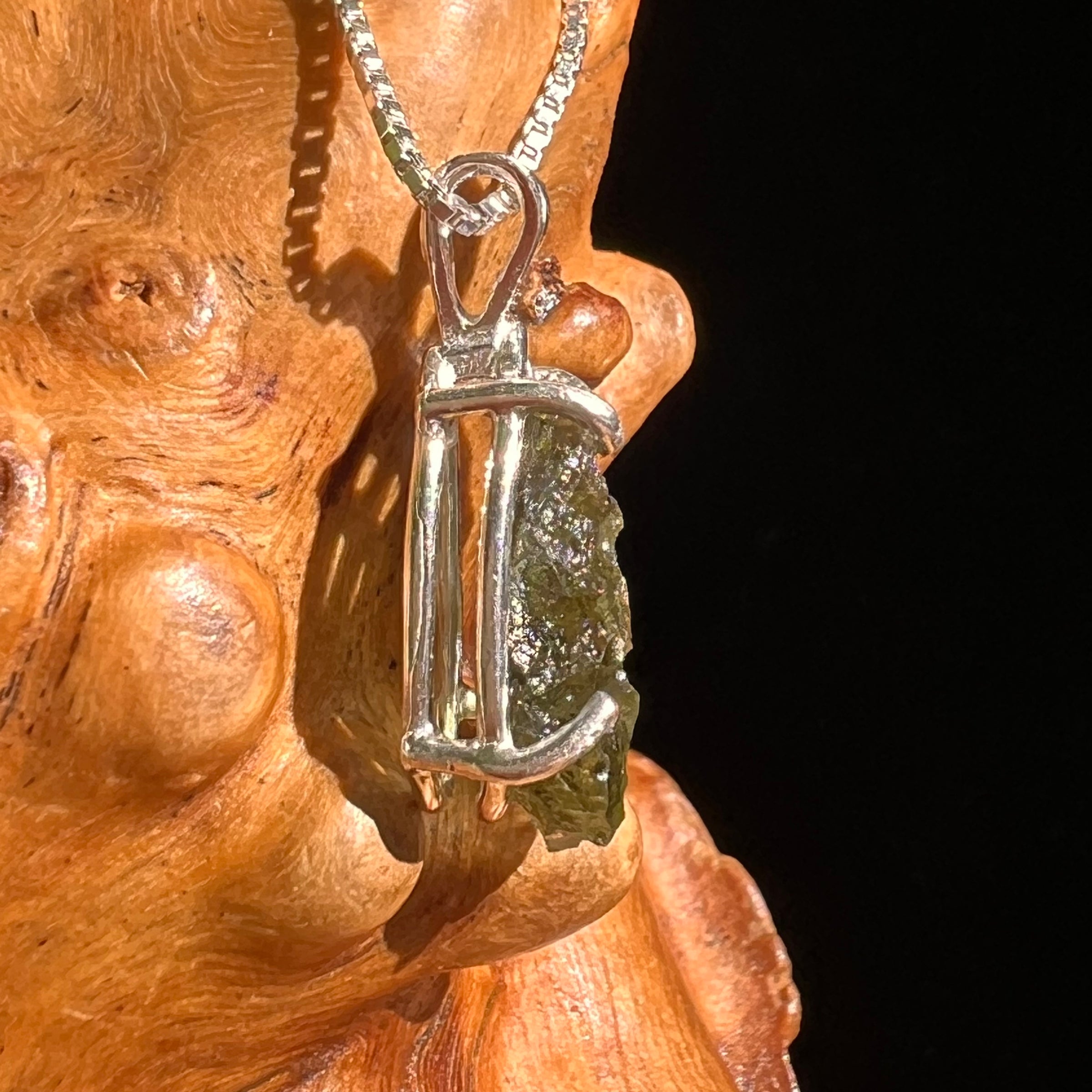 Raw Moldavite Pendant Sterling Silver #8631-Moldavite Life