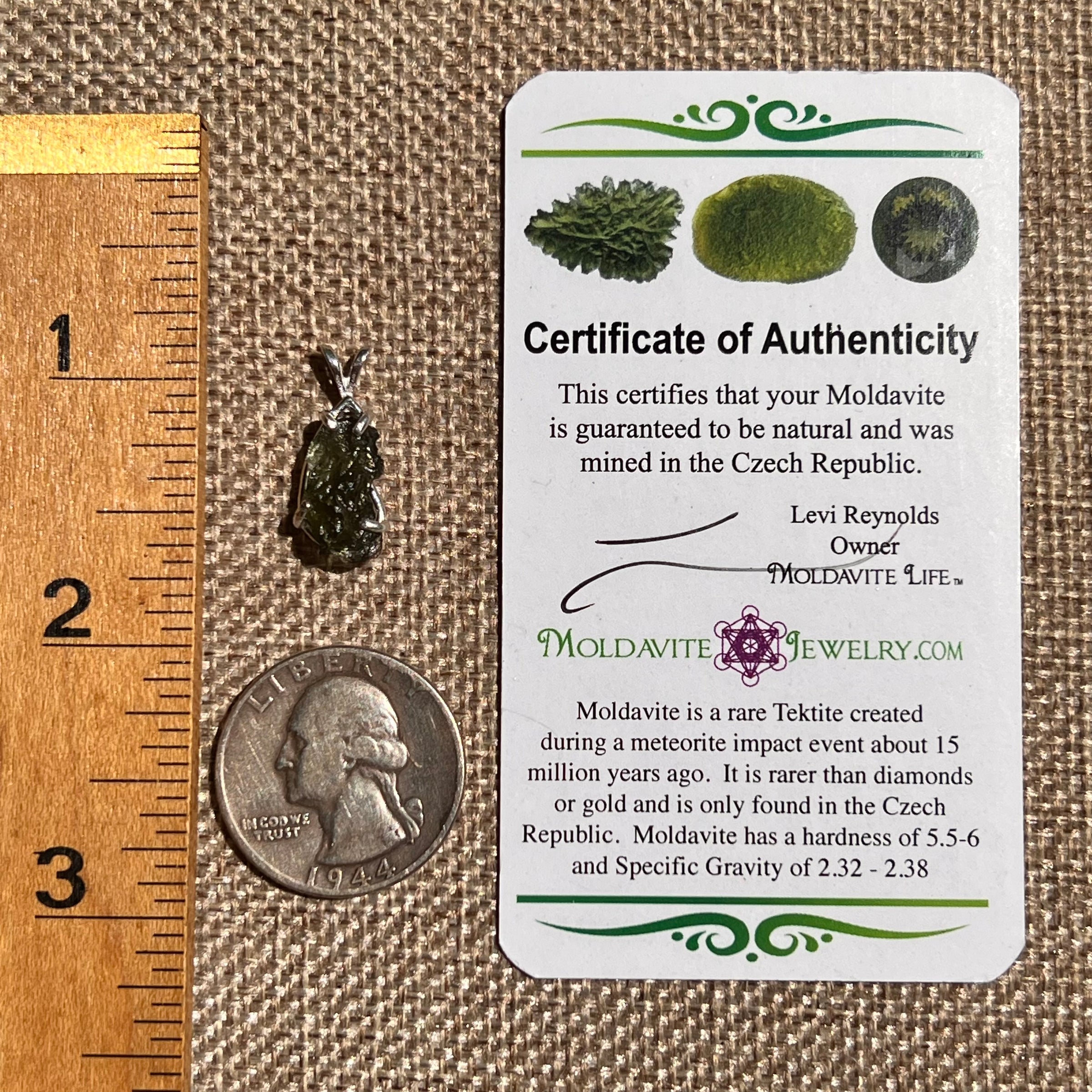Raw Moldavite Pendant Sterling Silver #8631-Moldavite Life