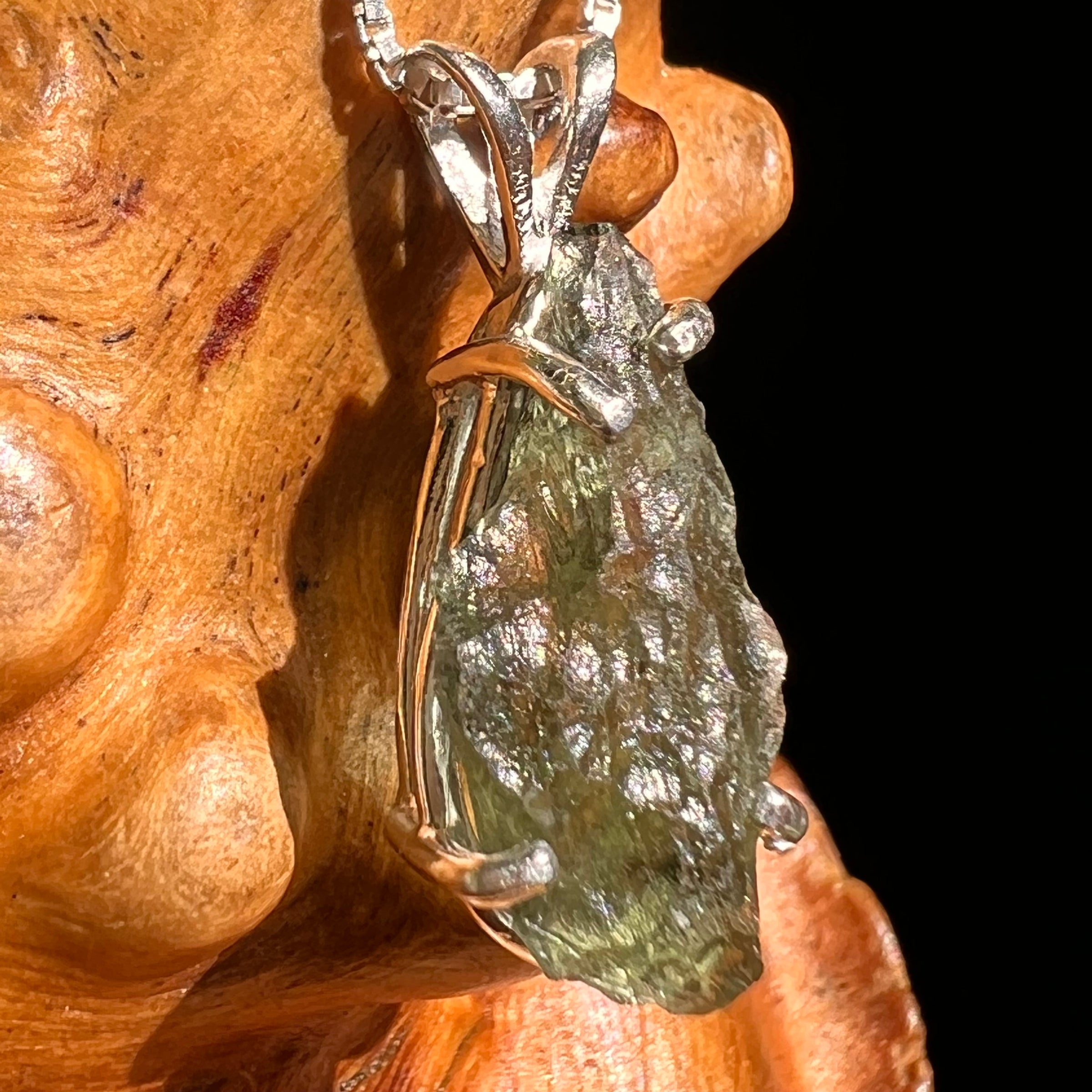 Raw Moldavite Pendant Sterling Silver #8632-Moldavite Life