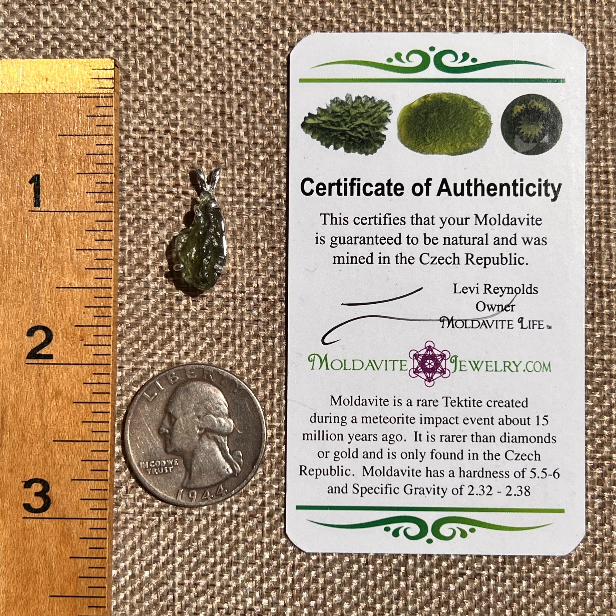 Raw Moldavite Pendant Sterling Silver #8632-Moldavite Life