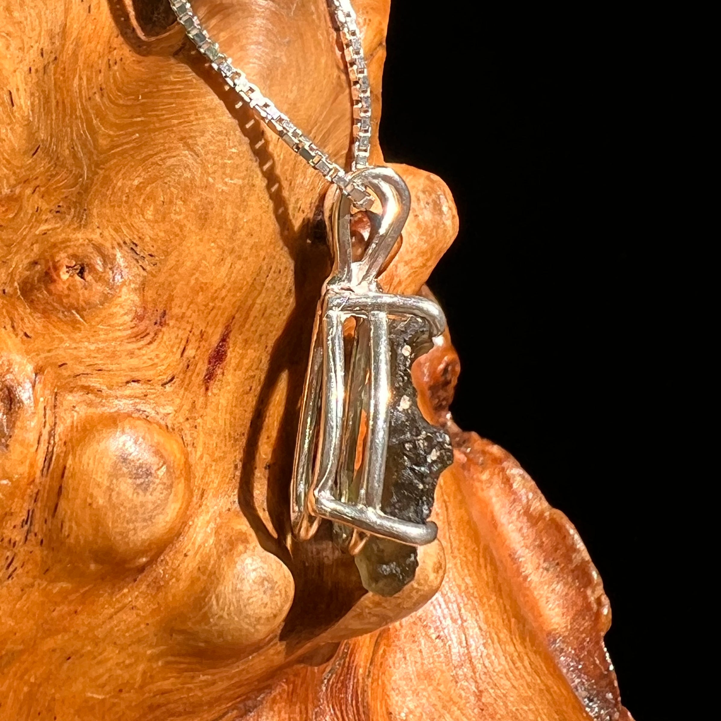 Raw Moldavite Pendant Sterling Silver #8633-Moldavite Life