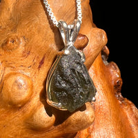 Raw Moldavite Pendant Sterling Silver #8634-Moldavite Life