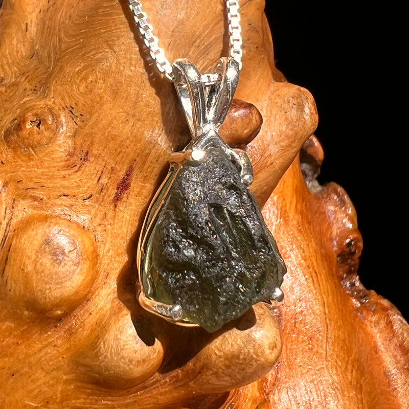 Raw Moldavite Pendant Sterling Silver #8634-Moldavite Life