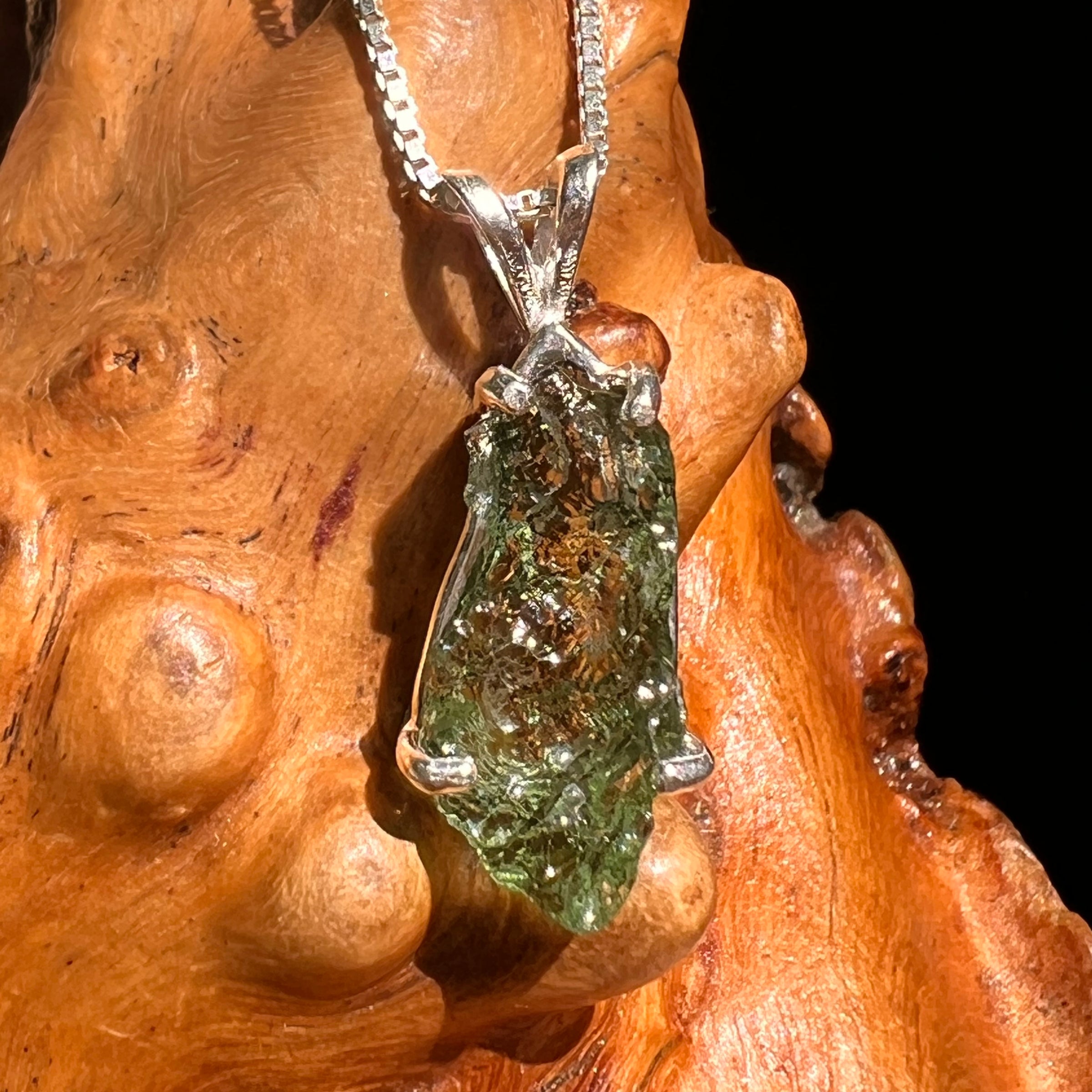 Raw Moldavite Pendant Sterling Silver #8635-Moldavite Life