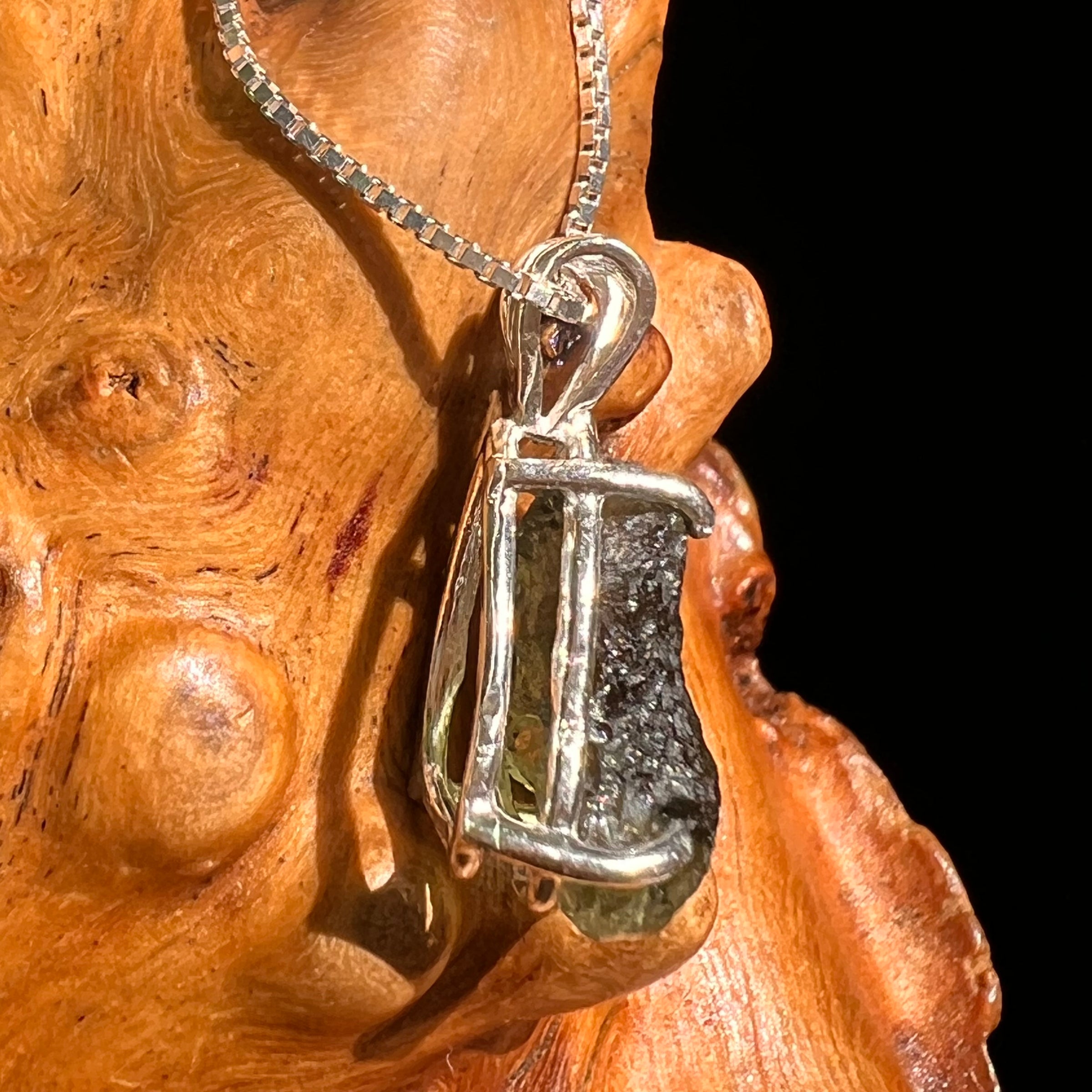 Raw Moldavite Pendant Sterling Silver #8637-Moldavite Life