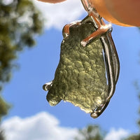 Raw Moldavite Pendant Sterling Silver #8637-Moldavite Life