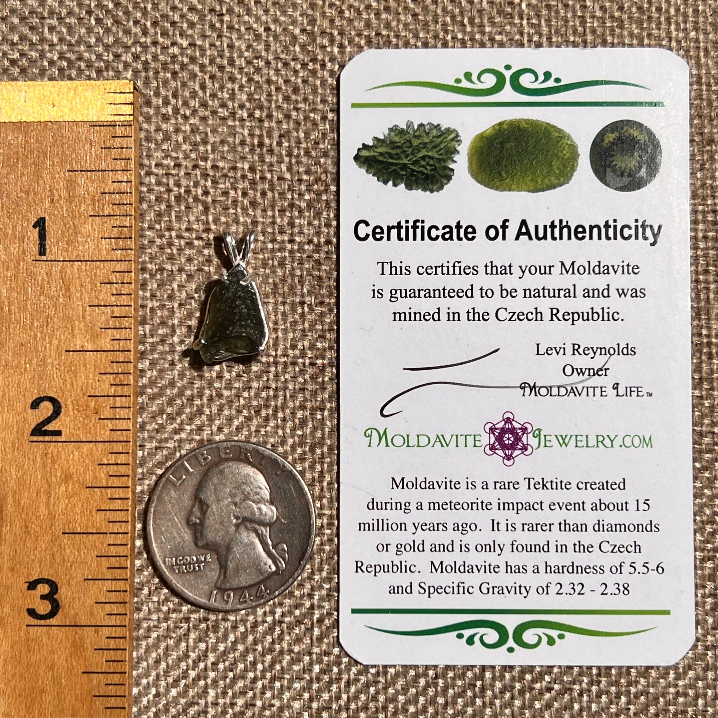 Raw Moldavite Pendant Sterling Silver #8637-Moldavite Life
