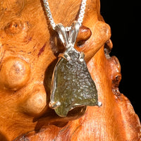 Raw Moldavite Pendant Sterling Silver #8637-Moldavite Life