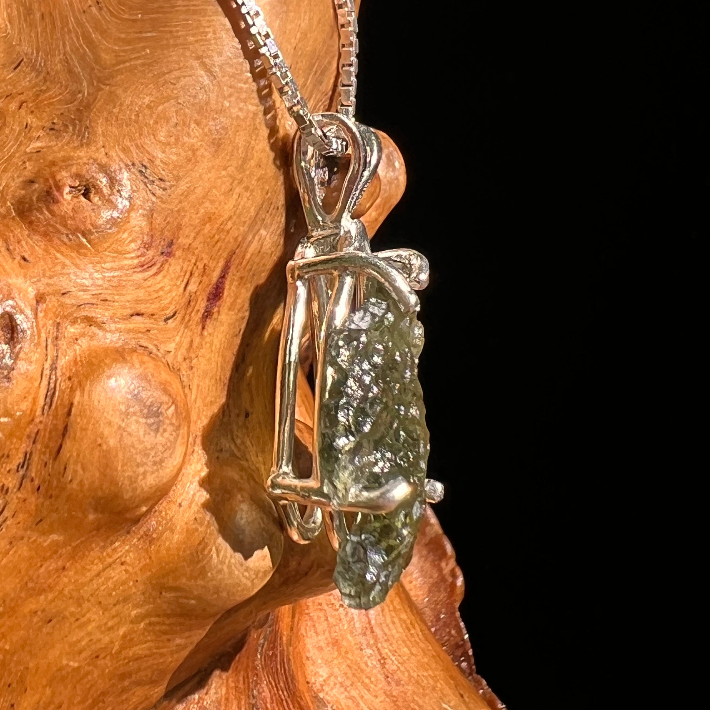 Raw Moldavite Pendant Sterling Silver #8638-Moldavite Life