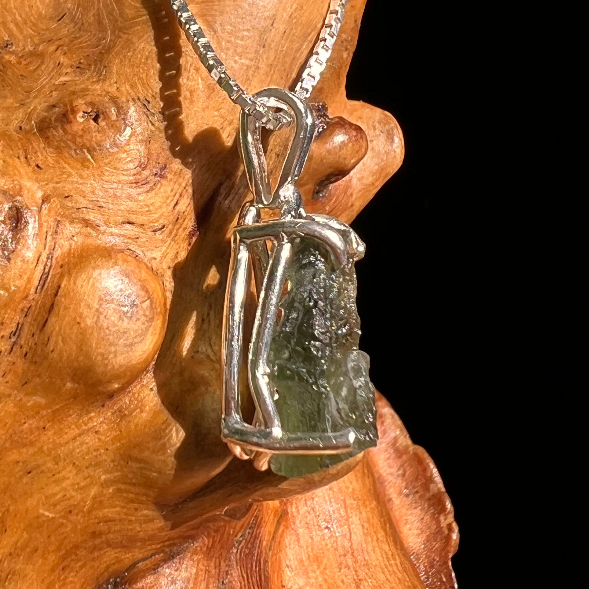 Raw Moldavite Pendant Sterling Silver #8639-Moldavite Life
