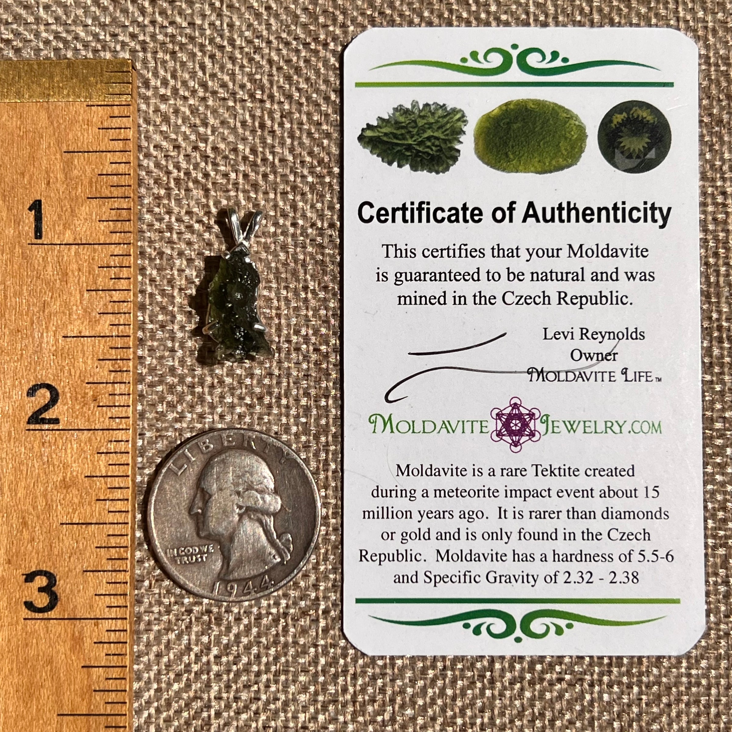 Raw Moldavite Pendant Sterling Silver #8641-Moldavite Life