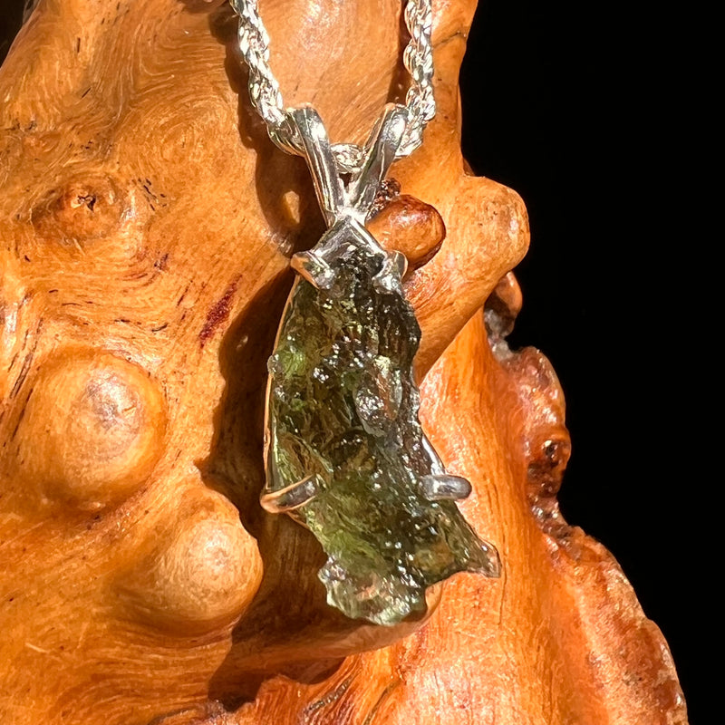 Raw Moldavite Pendant Sterling Silver #8641-Moldavite Life