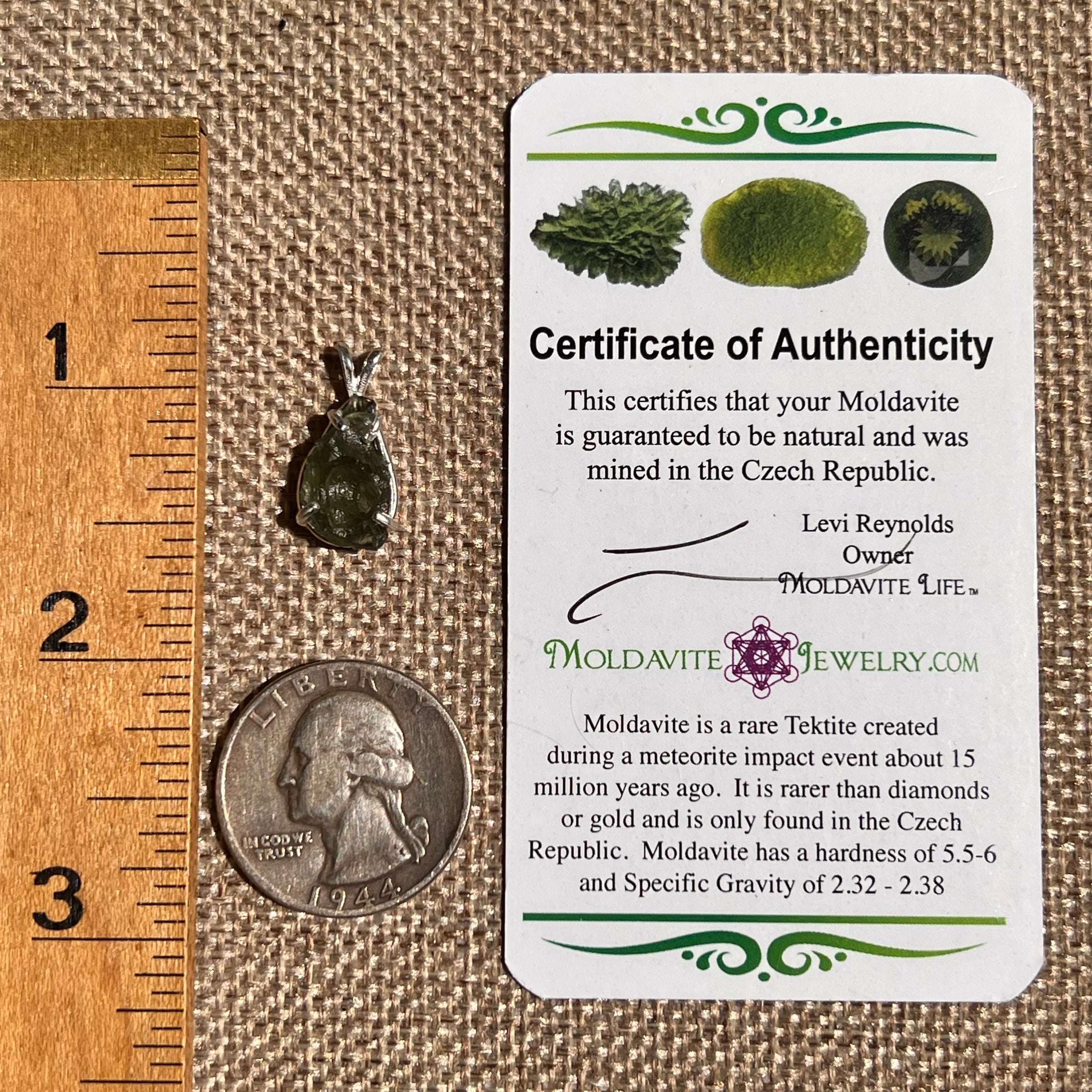 Raw Moldavite Pendant Sterling Silver #8642-Moldavite Life