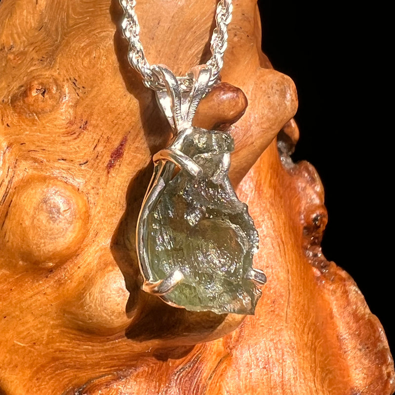 Raw Moldavite Pendant Sterling Silver #8642-Moldavite Life