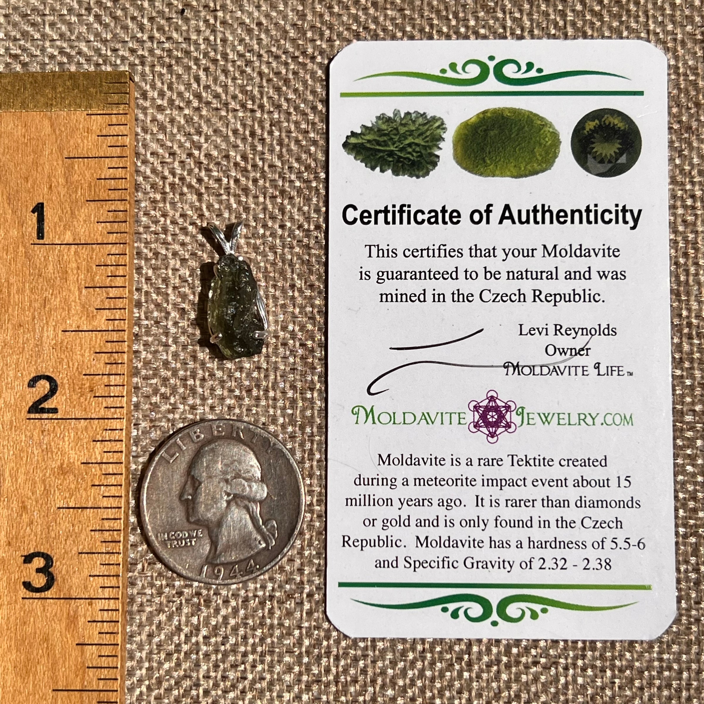 Raw Moldavite Pendant Sterling Silver #8643-Moldavite Life