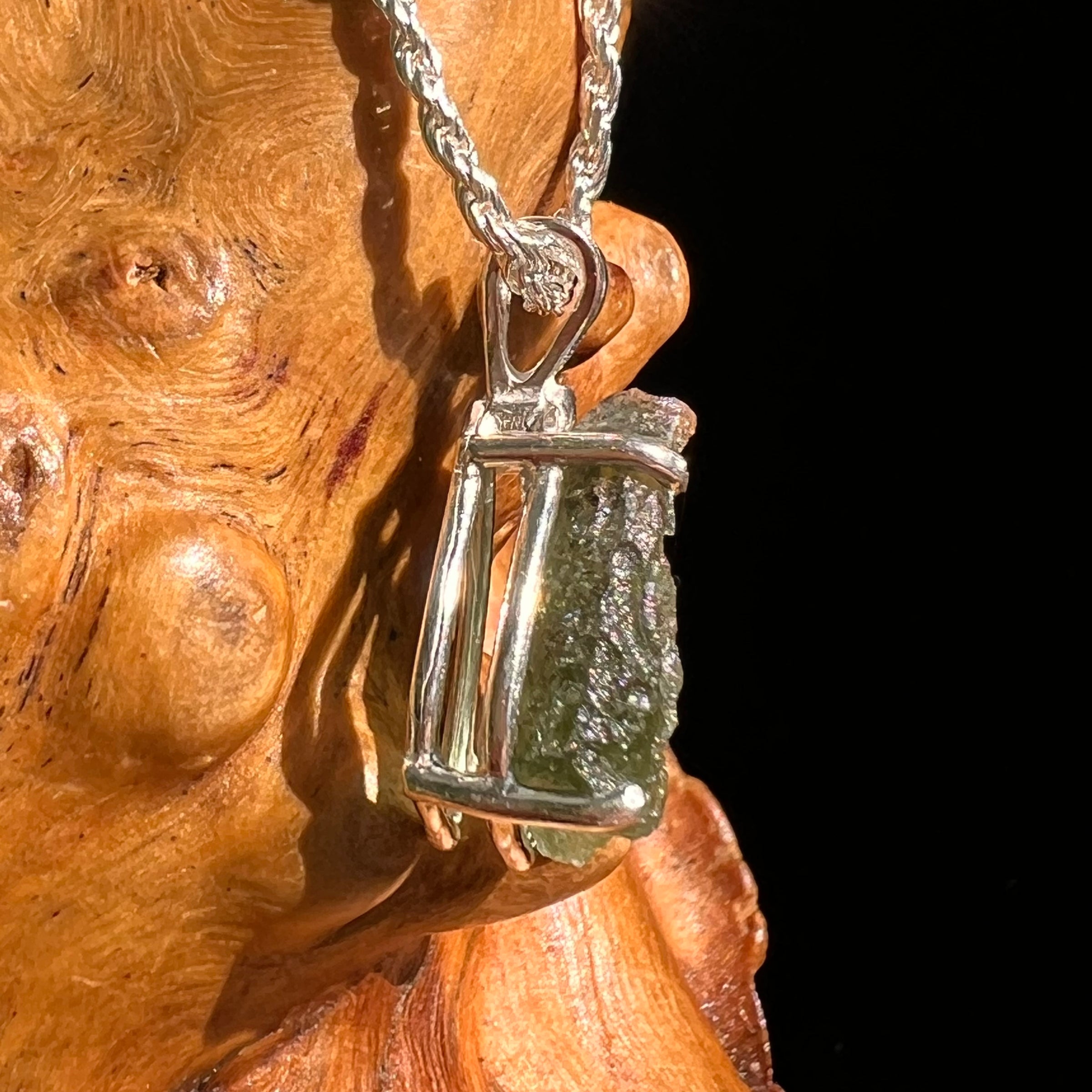 Raw Moldavite Pendant Sterling Silver #8644-Moldavite Life