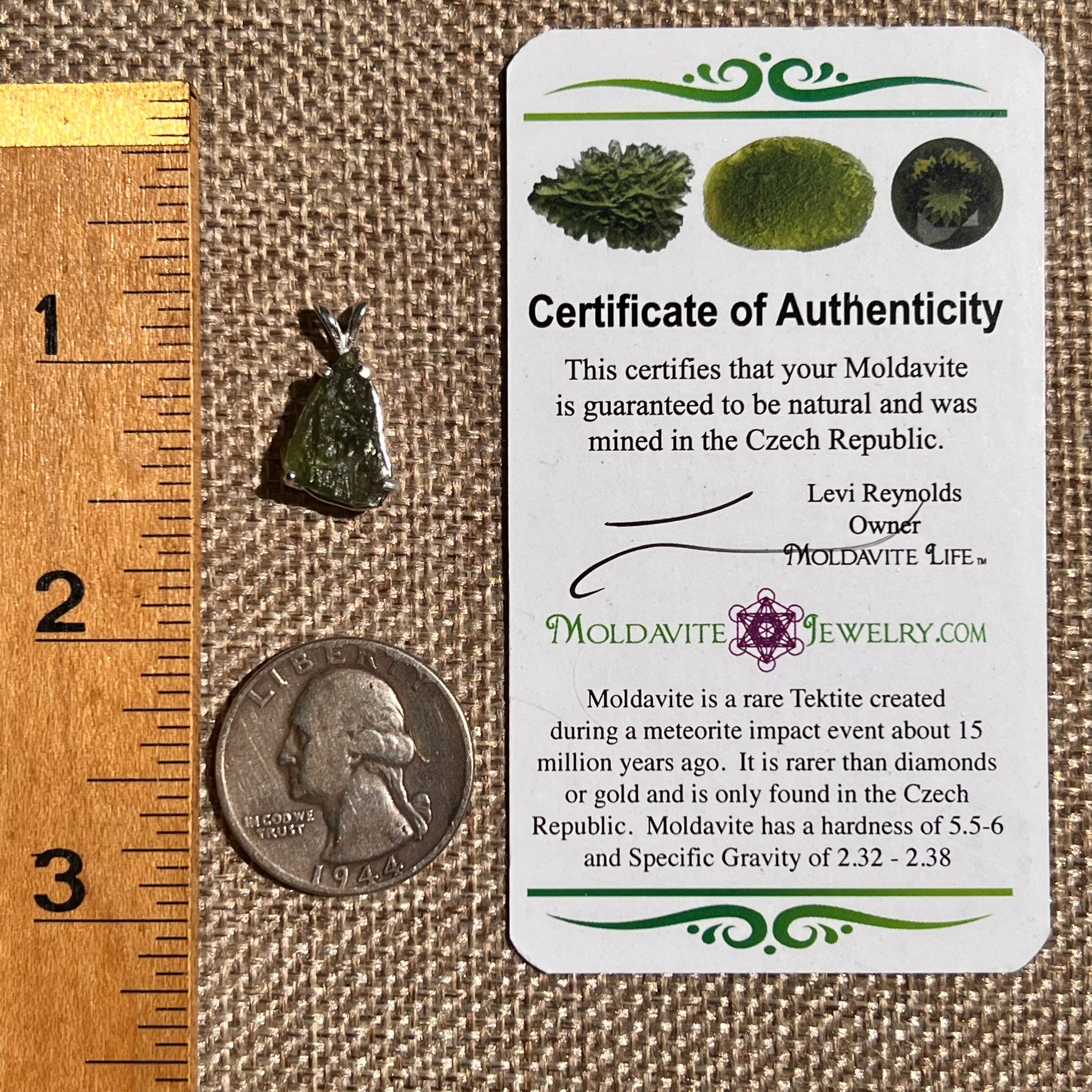Raw Moldavite Pendant Sterling Silver #8644-Moldavite Life