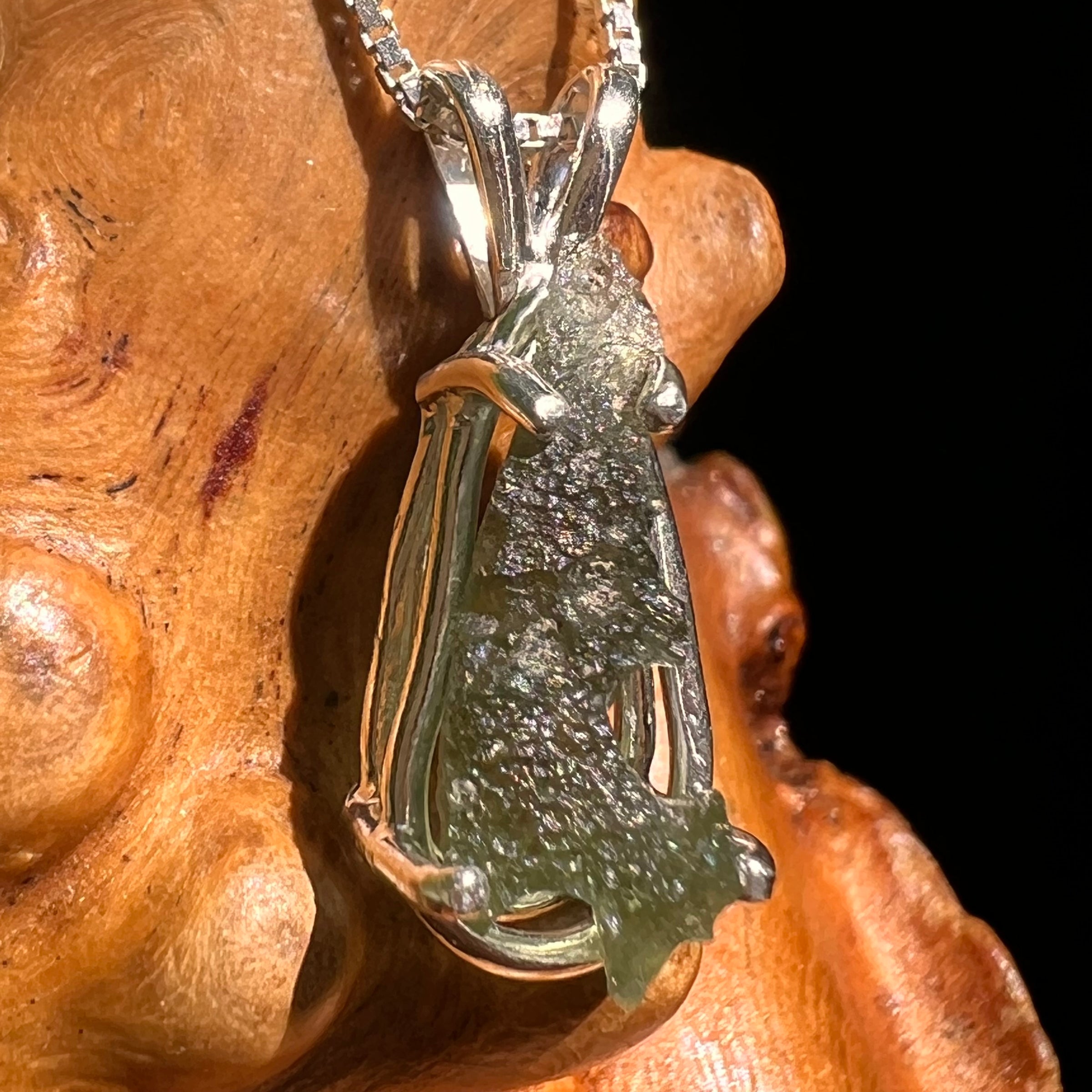 Raw Moldavite Pendant Sterling Silver #8645-Moldavite Life