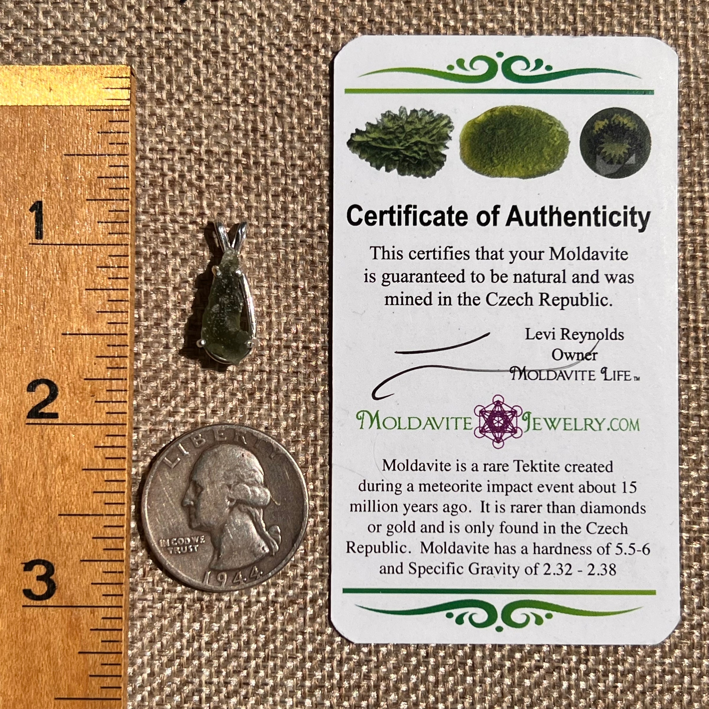 Raw Moldavite Pendant Sterling Silver #8645-Moldavite Life