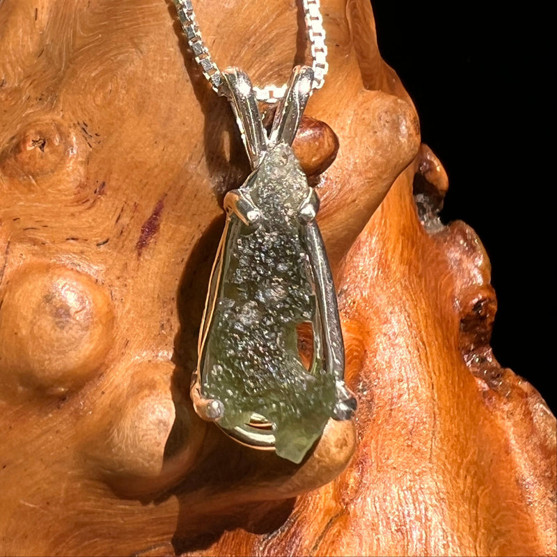 Raw Moldavite Pendant Sterling Silver #8645-Moldavite Life