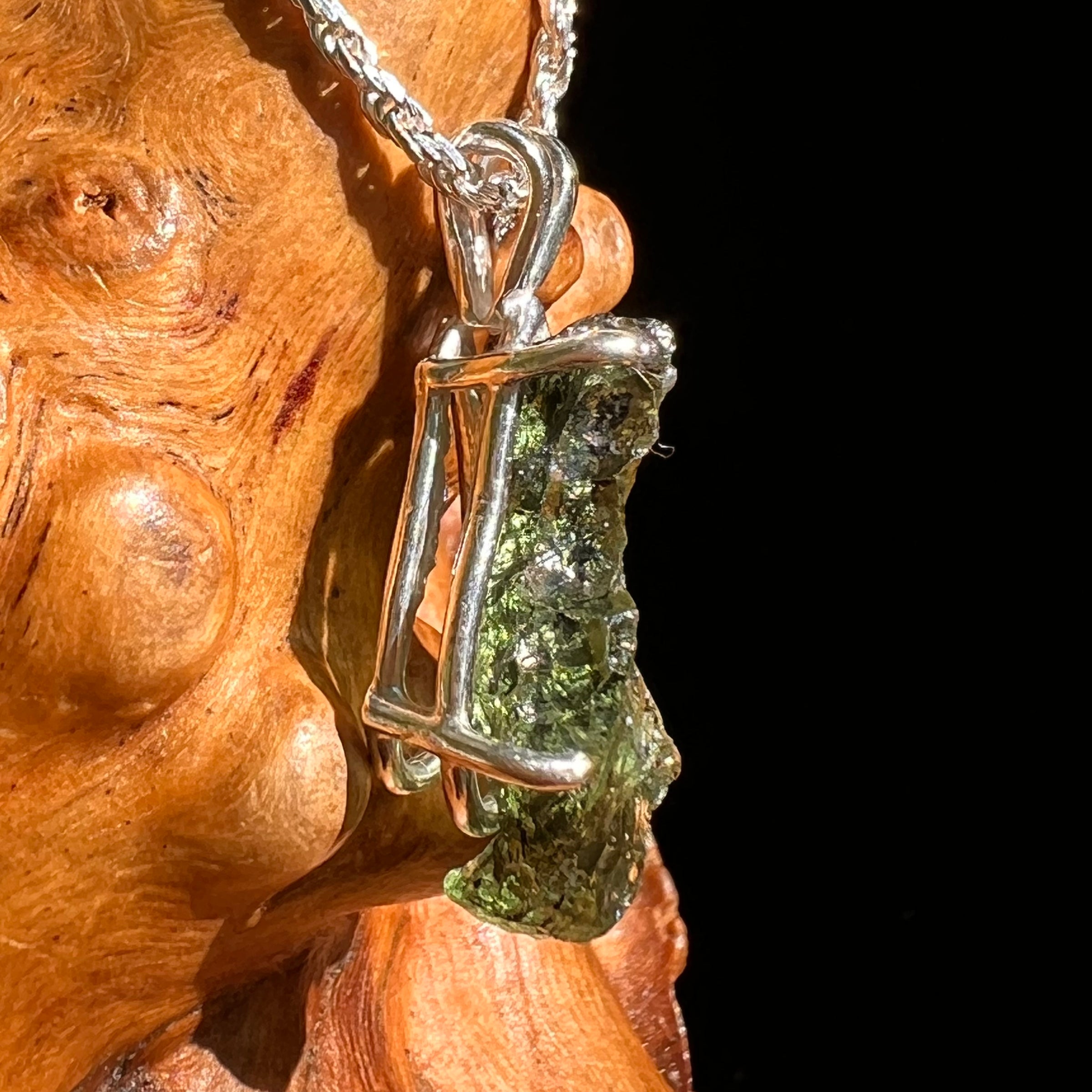 Raw Moldavite Pendant Sterling Silver #8646-Moldavite Life