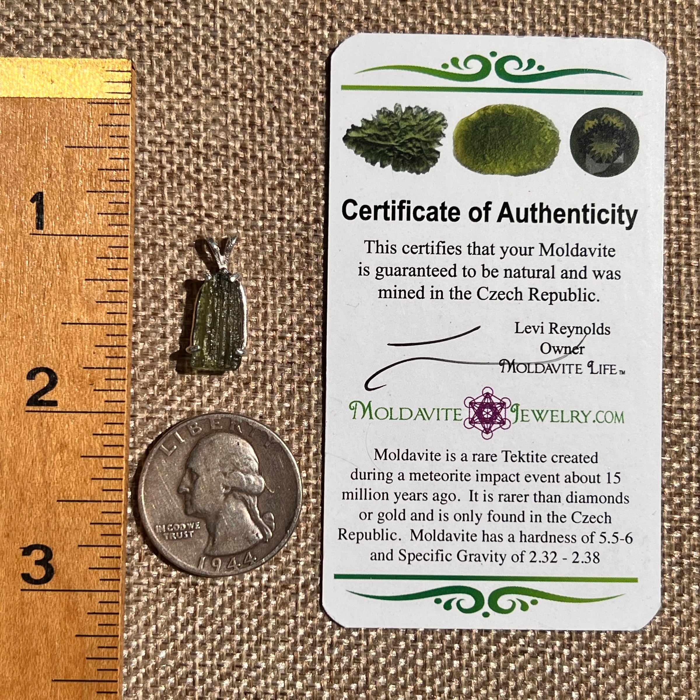 Raw Moldavite Pendant Sterling Silver #8648-Moldavite Life