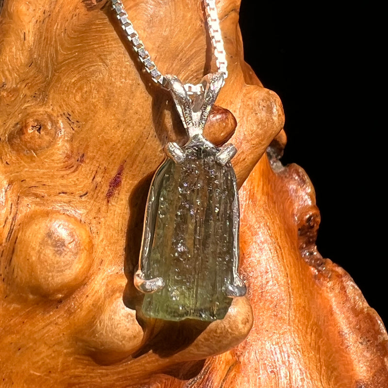 Raw Moldavite Pendant Sterling Silver #8648-Moldavite Life