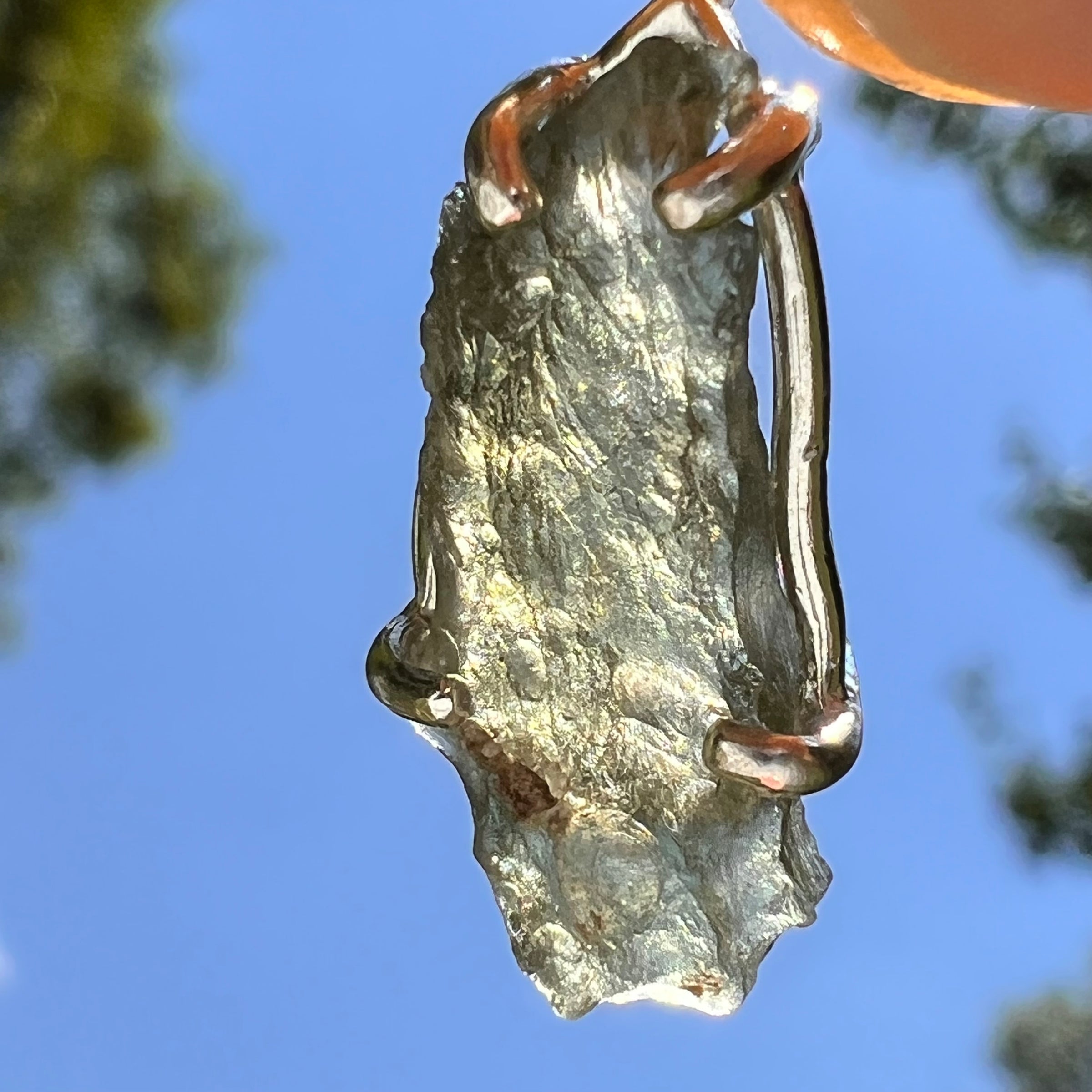 Raw Moldavite Pendant Sterling Silver #8649-Moldavite Life