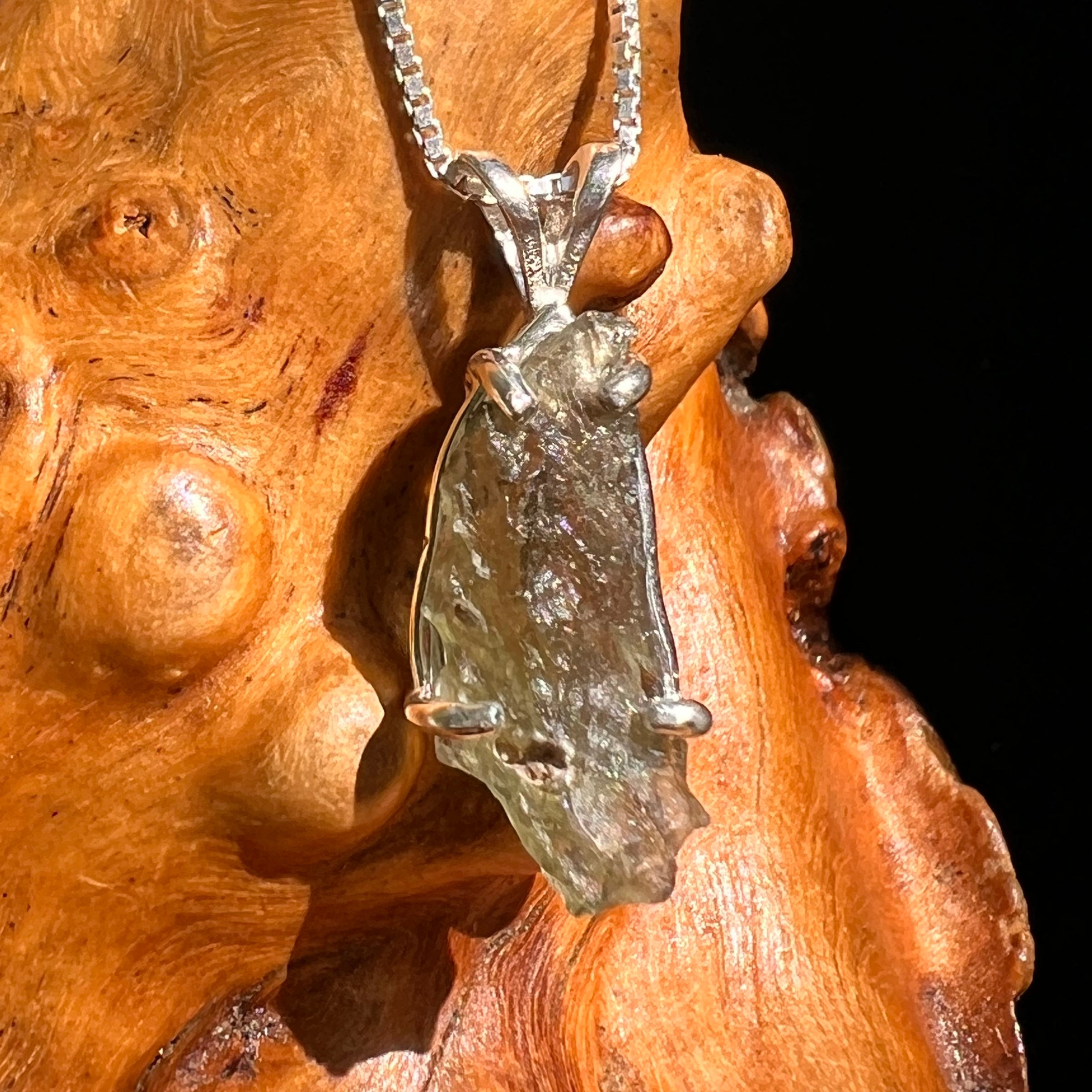 Raw Moldavite Pendant Sterling Silver #8649-Moldavite Life