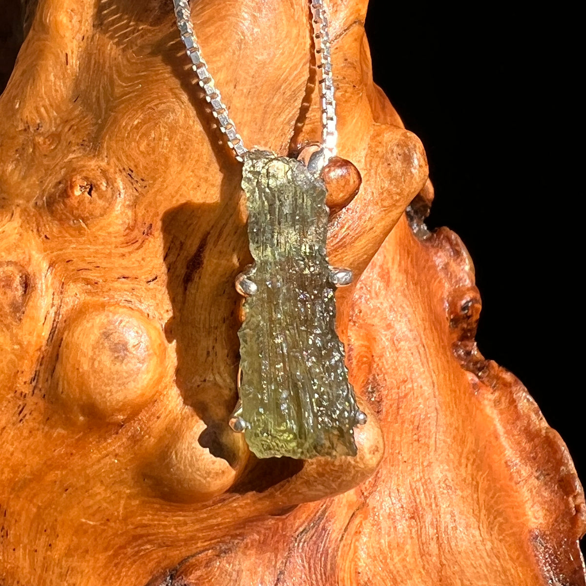 Raw Moldavite Pendant Sterling Silver #8756-Moldavite Life