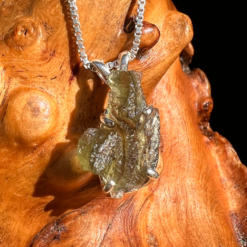 Raw Moldavite Pendant Sterling Silver #8758-Moldavite Life