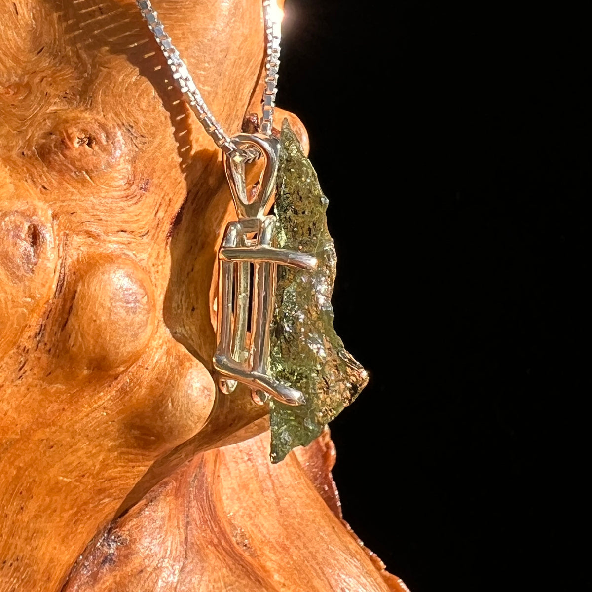 Raw Moldavite Pendant Sterling Silver #8759-Moldavite Life