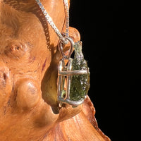 Raw Moldavite Pendant Sterling Silver #8760-Moldavite Life