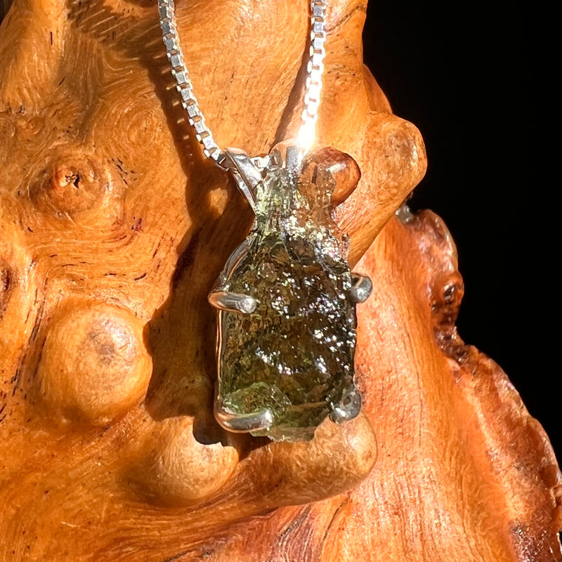 Raw Moldavite Pendant Sterling Silver #8760-Moldavite Life
