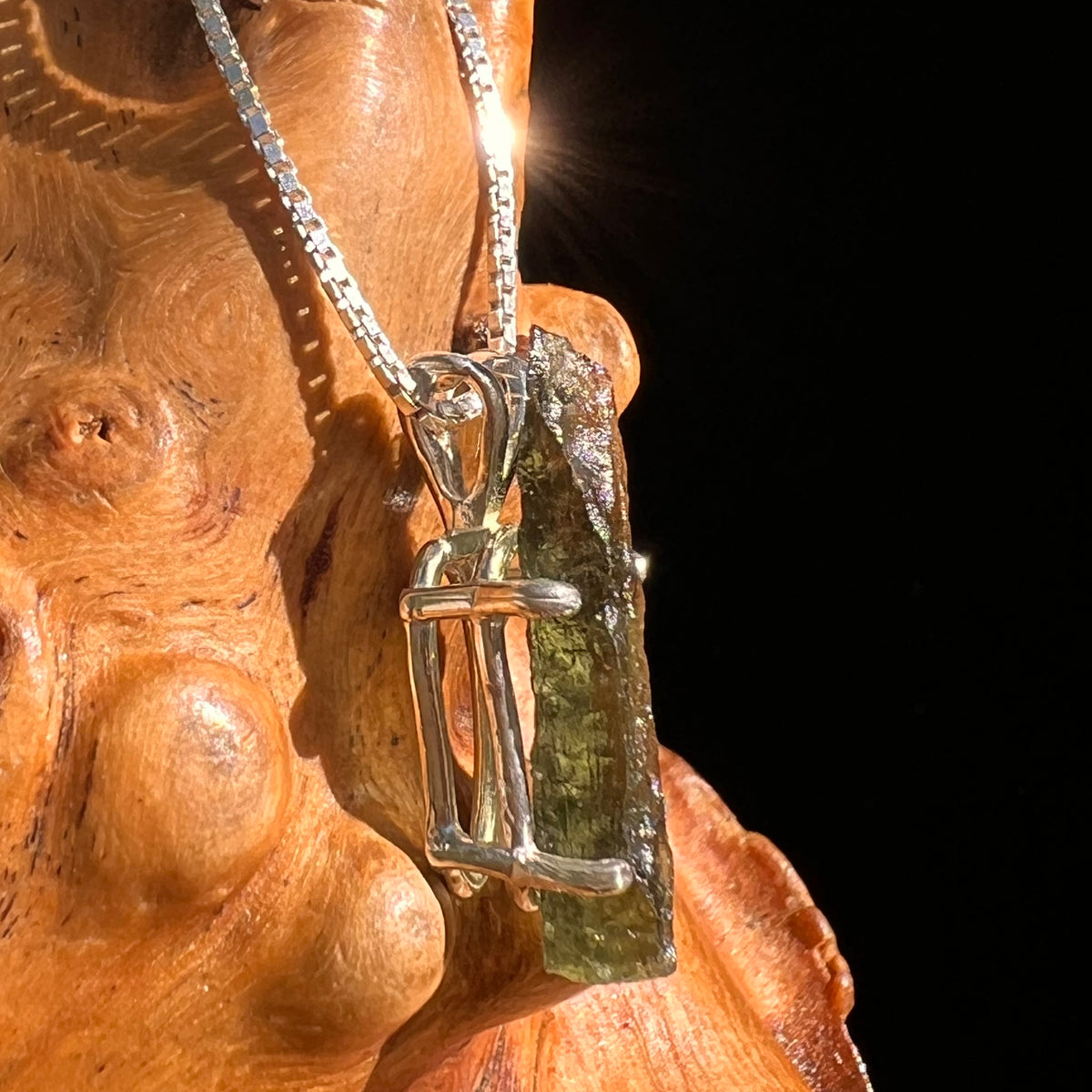 Raw Moldavite Pendant Sterling Silver #8762-Moldavite Life