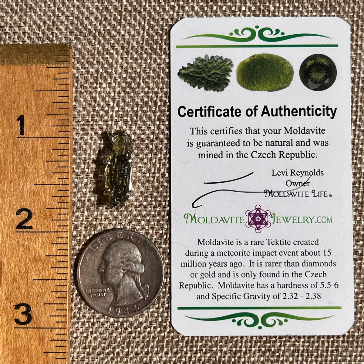 Raw Moldavite Pendant Sterling Silver #8763-Moldavite Life