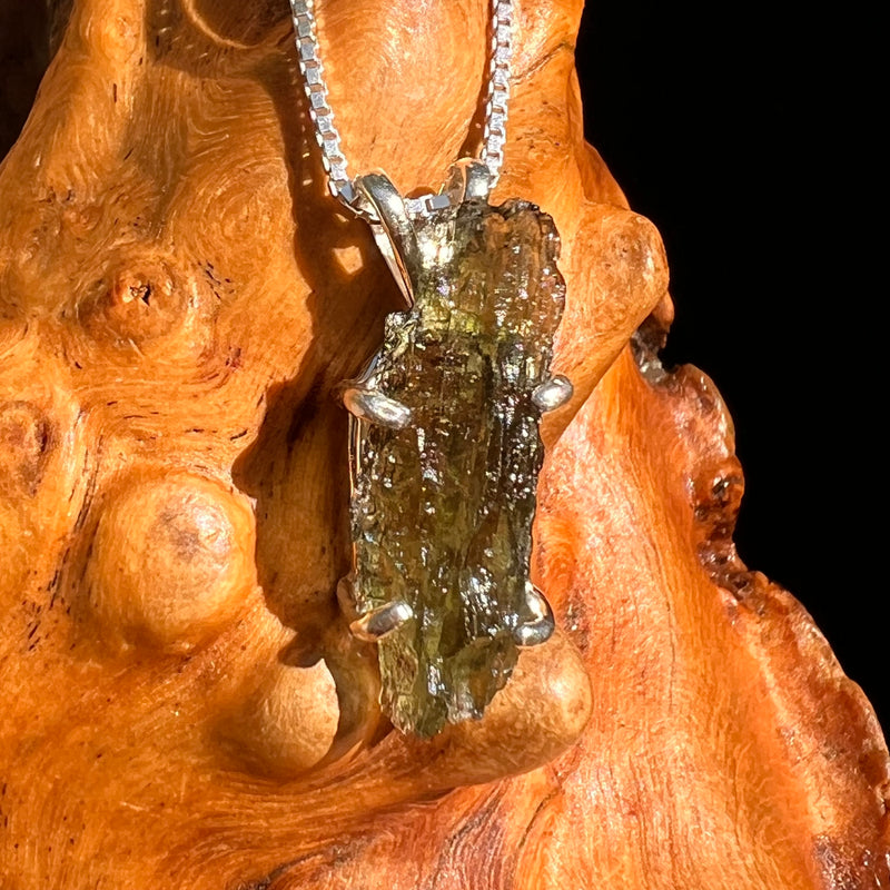 Raw Moldavite Pendant Sterling Silver #8763-Moldavite Life