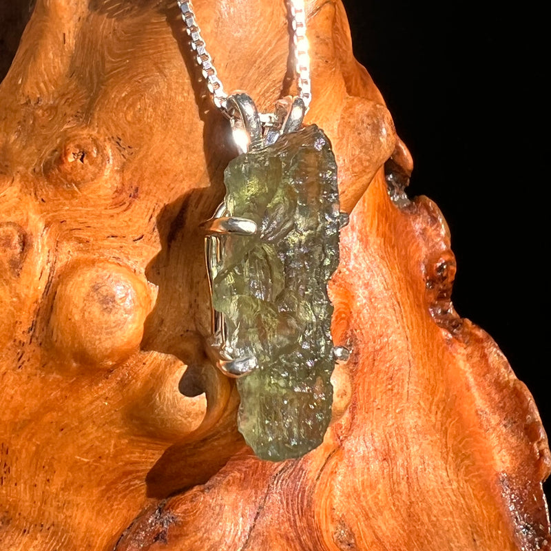 Raw Moldavite Pendant Sterling Silver #8765-Moldavite Life