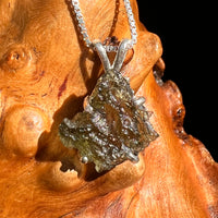 Raw Moldavite Pendant Sterling Silver #8766-Moldavite Life