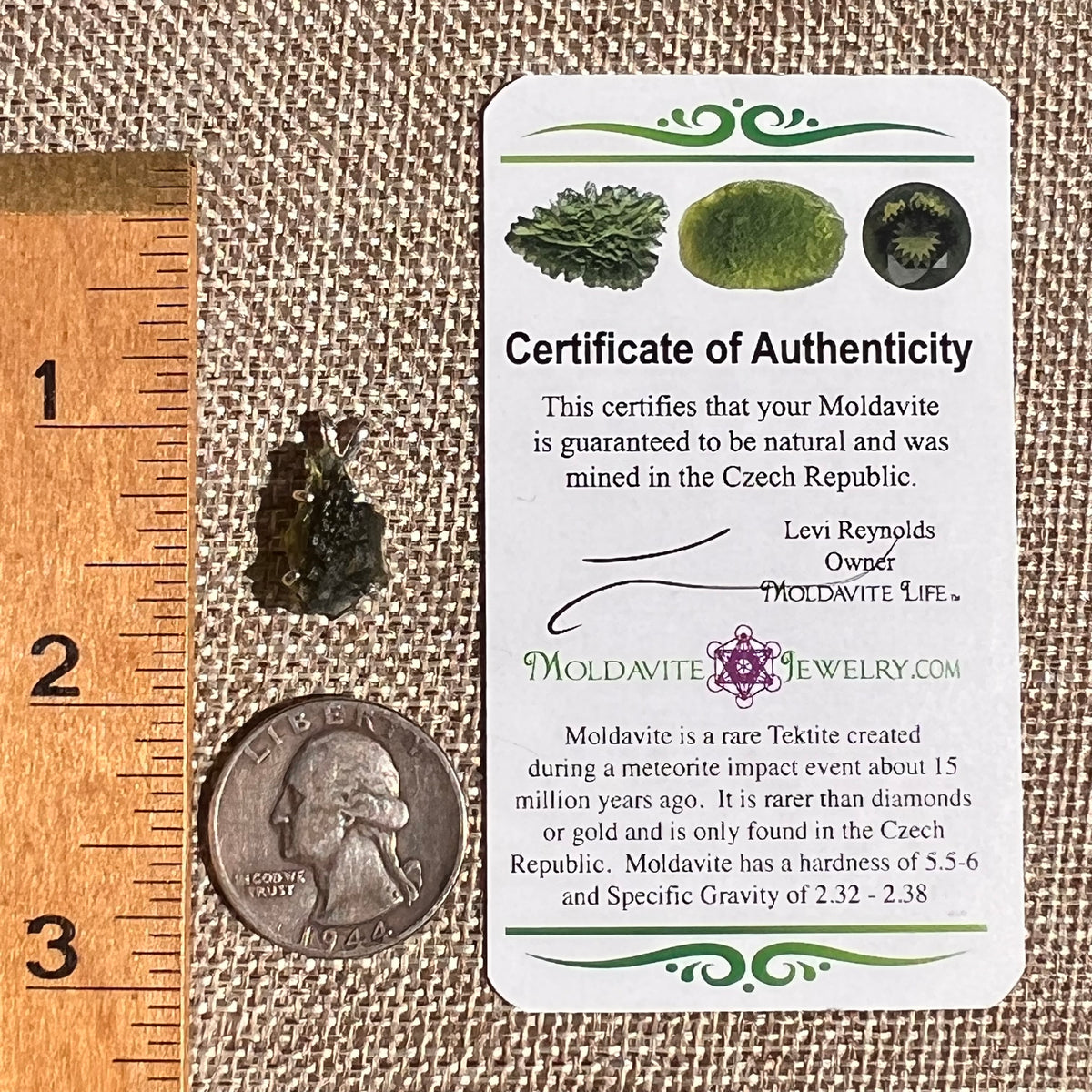 Raw Moldavite Pendant Sterling Silver #8767-Moldavite Life